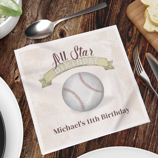 Birthday  Whimsical Baseball All Star Party Servet