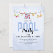 Birthday Whimsical Pool Party Swimsuit QR Code Kaart (Voorkant)