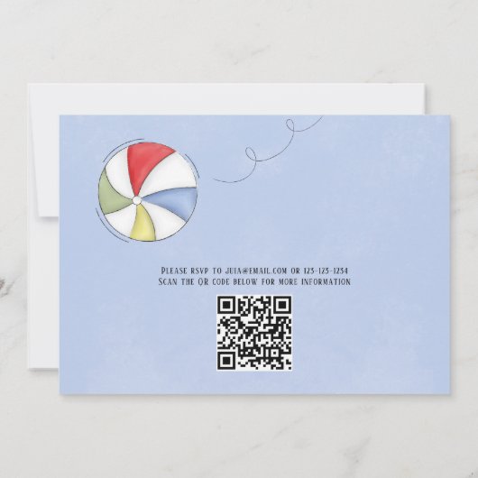Birthday Whimsical Pool Party Swimsuit QR Code Kaart (Achterkant)