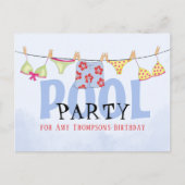 Birthday Whimsical Summer Pool Fun Swimsuit party Briefkaart (Voorkant)