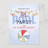 Birthday Whimsical Summer Pool Fun Swimsuit party Briefkaart (Voorkant)