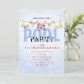 Birthday Whimsical Summer Pool Fun Swimsuit party Kaart (Staand voorkant)