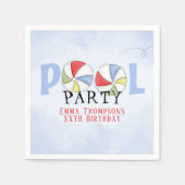 Birthday Whimsical Summer Pool Party Beach Balls C Servet (Voorkant)