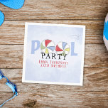 Birthday Whimsical Summer Pool Party Beach Balls C Servet<br><div class="desc">die klaar is voor een of ander strandbal lol . Je volgende pooienfeest zal een ontploffing zijn met deze schattige luiers. Ideaal voor Birthday Party, Graduation Party, Jubileum of elke achtertuin. Met een whimsical-typografie. en een cool blauw kleurschema. Dit ontwerp is voorzien van een modern, eenvoudig minimalistisch zwembad, waterverf strandbal-typografie,...</div>