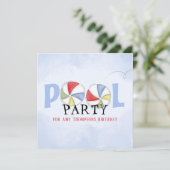 Birthday Whimsical Summer Pool Party Beach Balls Kaart (Staand voorkant)