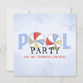 Birthday Whimsical Summer Pool Party Beach Balls Kaart (Voorkant)