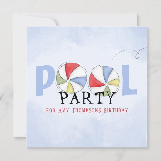 Birthday Whimsical Summer Pool Party Beach Balls Kaart (Voorkant)