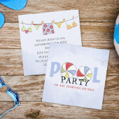 Birthday Whimsical Summer Pool Party Beach Balls Kaart