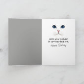 Birthday White Cat Under a Duvet Kaart (Binnen)