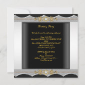 Birthday White Gold Black Silver Diamond Kaart (Achterkant)