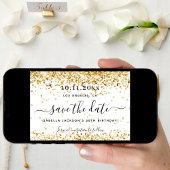 Birthday white gold elegant Save the Date