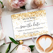 Birthday white gold elegant Save the Date Aankondigingskaart