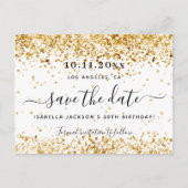 Birthday white gold elegant Save the Date Aankondigingskaart (Voorkant)