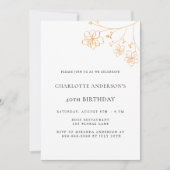 Birthday white gold floral minimalist elegant kaart (Voorkant)