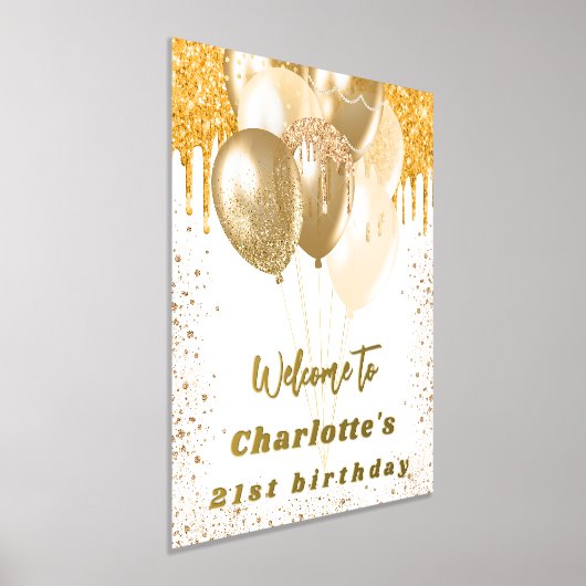 Birthday White gold glitter ballonnen welkom Folie Afdrukken (Laagn)