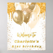 Birthday White gold glitter ballonnen welkom Folie Afdrukken (Voorkant)