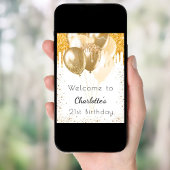 Birthday White gold glitter ballonnen welkom Poster