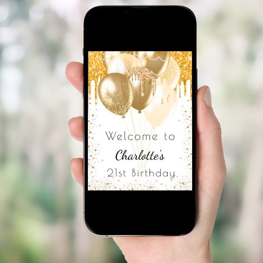 Birthday White gold glitter ballonnen welkom Poster