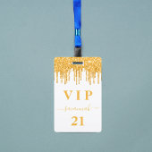 Birthday white gold glitter druppelt monogram vip badge