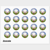 Birthday White Golf Ball on Red T-shirt Ronde Sticker (Vel)