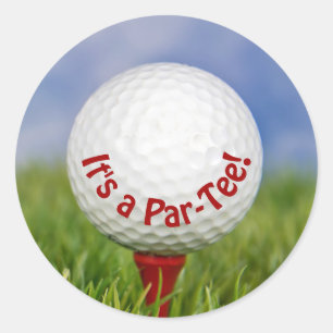 Birthday White Golf Ball on Red T-shirt Ronde Sticker