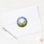Birthday White Golf Ball on Red T-shirt Ronde Sticker (Envelop)