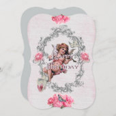 Birthday - White Linen - Invitation Kaart (Voorkant / Achterkant)