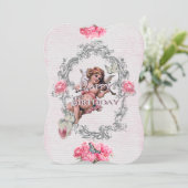 Birthday - White Linen - Invitation Kaart (Staand voorkant)