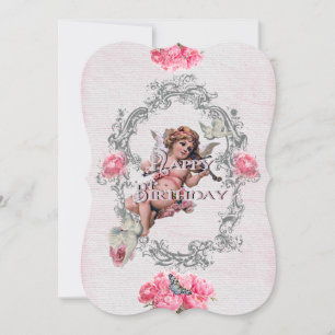 Birthday - White Linen - Invitation Kaart