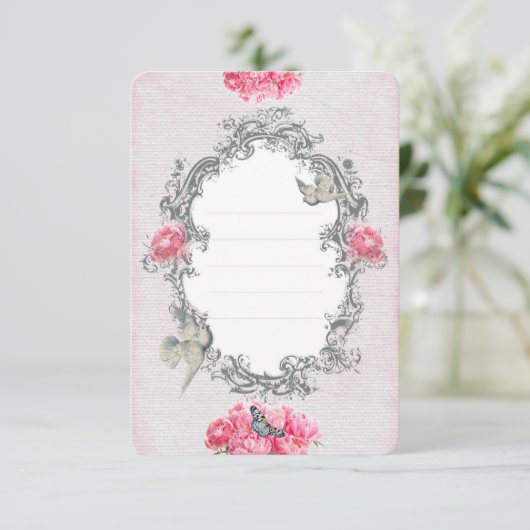 Birthday - White Linen - Invitation Kaart (Staand voorkant)