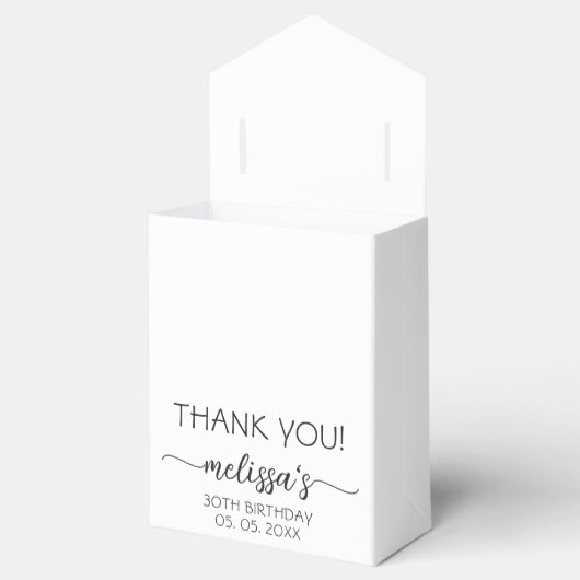 Birthday White Monogram Name Script Bedankt Bedankdoosjes (Geopend)