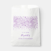 Birthday white paars glitter monogram elegant bedankzakje (Voorkant)