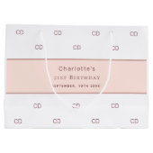 Birthday white rose goud aangepast monogram modern groot cadeauzakje (Achterkant)