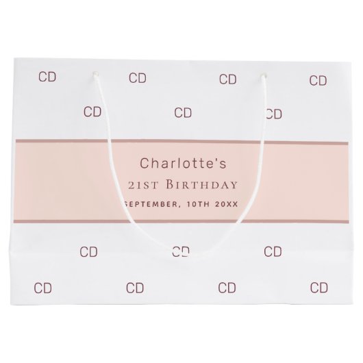 Birthday white rose goud aangepast monogram modern groot cadeauzakje (Achterkant)