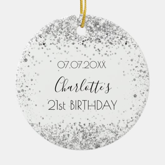 Birthday white Silglitter bevriende vrienden Keramisch Ornament (Voorkant)