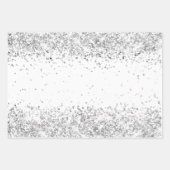 Birthday white Silver confetti sparkle name Inpakpapier Vel (Voorkant 2)