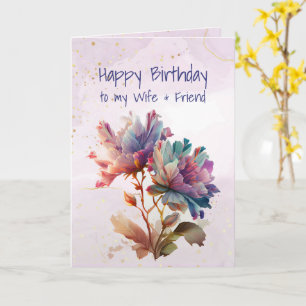 Birthday Wife & Friend Graphic Art Roos Flower Kaart