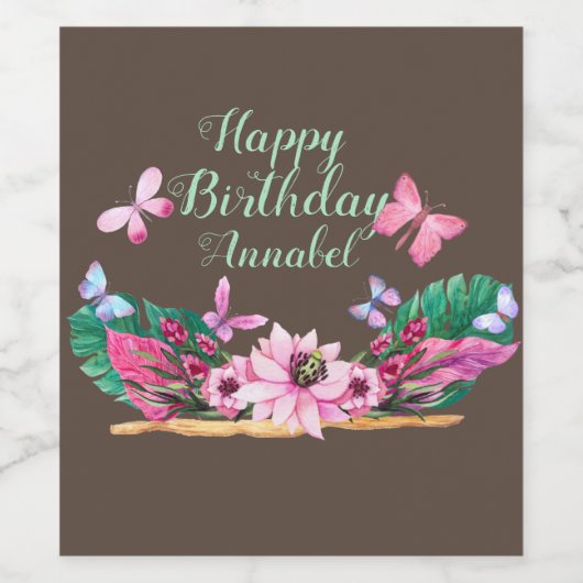 Birthday Wijn Etiket (Enkel label)