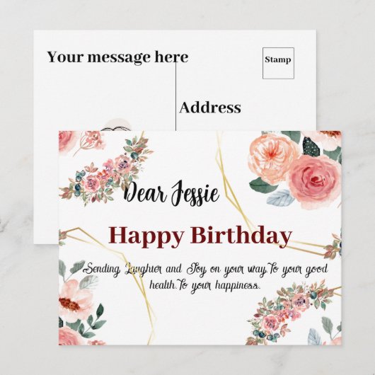 Birthday wil briefkaart (Voorkant / Achterkant)