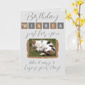 Birthday wil kattenfoto's met grijs bruin toevoege kaart (Gele Bloem)