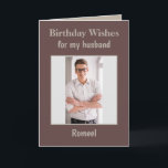Birthday wil mijn man kaart<br><div class="desc">Verjaardagswensen voor mijn man Kaart Wens je vriend een fijne verjaardag met deze prachtige fotokaart. Upload eenvoudig uw afbeelding in de sjabloon. Bestel er vandaag nog een!</div>