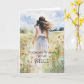 Birthday wil mijn nichtje Kaart (Gele Bloem)