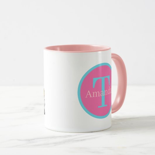 Birthday wil monogram toevoegen mok (Voorkant rechts)