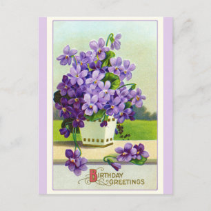 Birthday wil Paarse Pansy Flowers Briefkaart