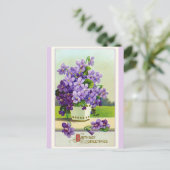  Birthday wil Paarse Pansy Flowers Briefkaart (Staand voorkant)