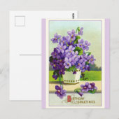  Birthday wil Paarse Pansy Flowers Briefkaart (Voorkant / Achterkant)