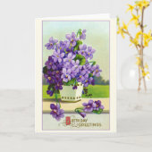  Birthday wil Paarse Pansy Flowers Kaart (Gele Bloem)