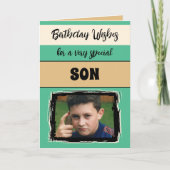 Birthday wil speciale groene fotokaart kaart (Voorkant)