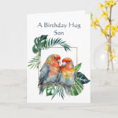 Birthday wil zoon van Parrot Bird Kaart (Gele Bloem)