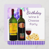 Birthday Wine & Cheese Party Invitation Kaart (Voorkant / Achterkant)